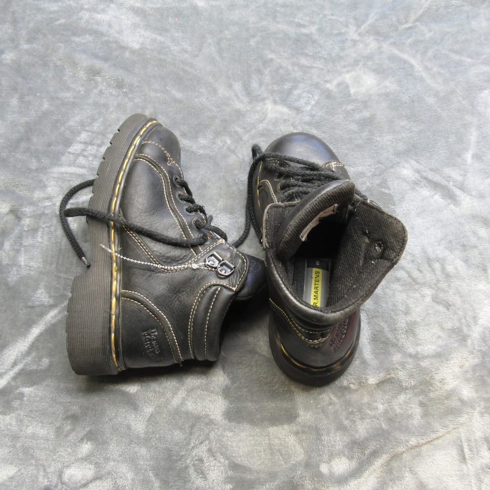 Dr Martens Youth 4US 3UK? Boots Black Leather Lace Up Chunky Combat Work ENGLAND